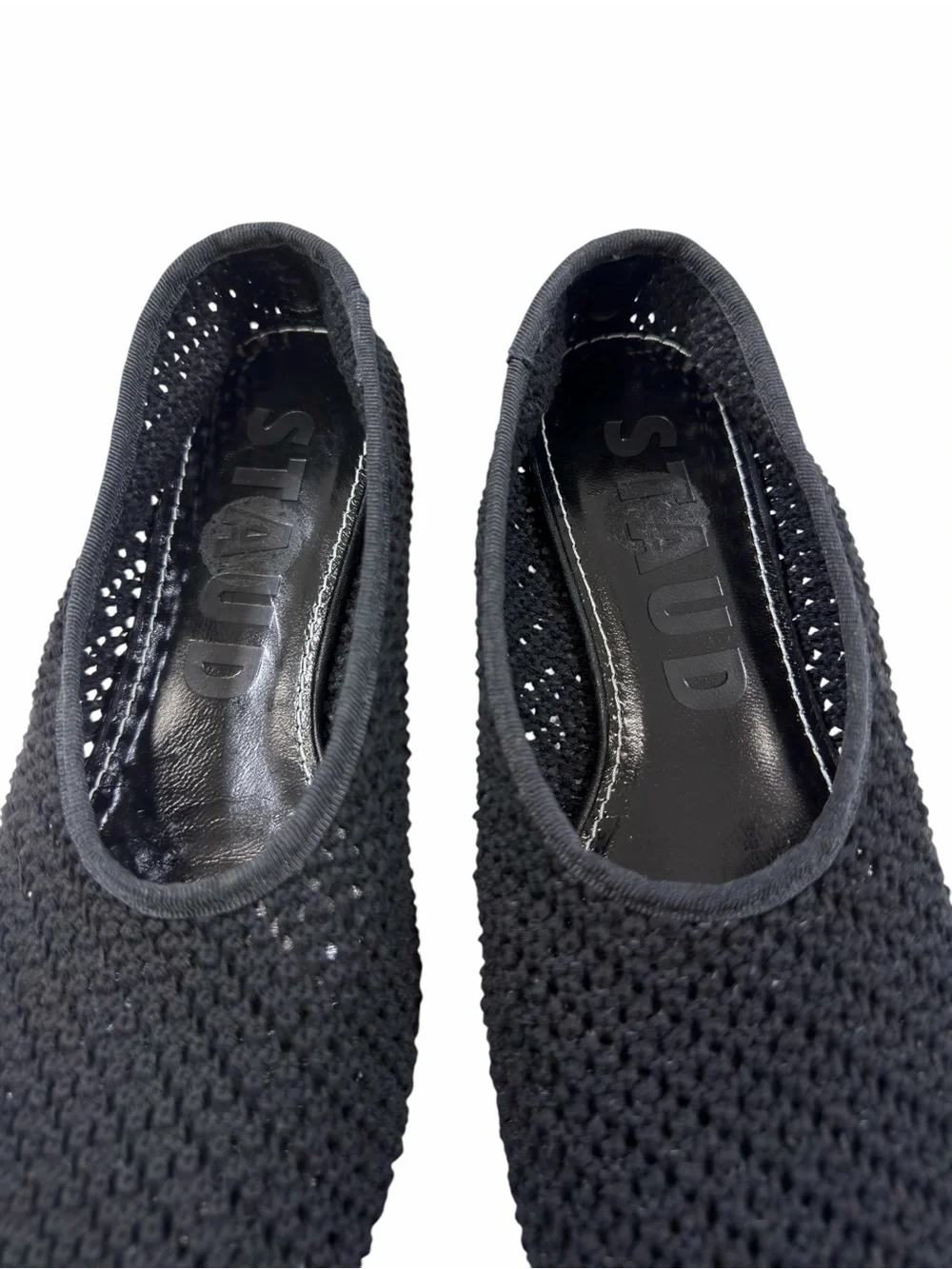 NWOB Staud Alba Black Crochet Ballet Flat Shoes Women’s Size 38/ US 8